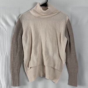 Lulus Size S Turtle Neck 2 Tone Long Sleeve Sweater Brown Pullover Casual